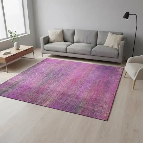 Lilac And Blush Striped Washable Area Rug With UV Protection Photo 2