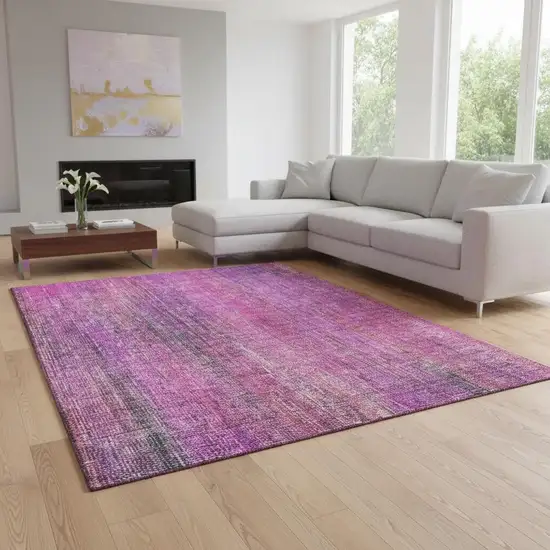 Lilac And Blush Striped Washable Area Rug With UV Protection Photo 2