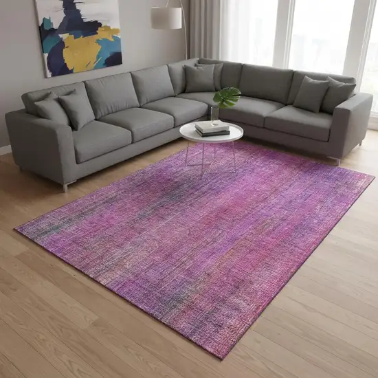 Lilac And Blush Striped Washable Area Rug With UV Protection Photo 2