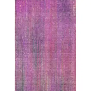 Photo of Lilac And Blush Striped Washable Area Rug With UV Protection