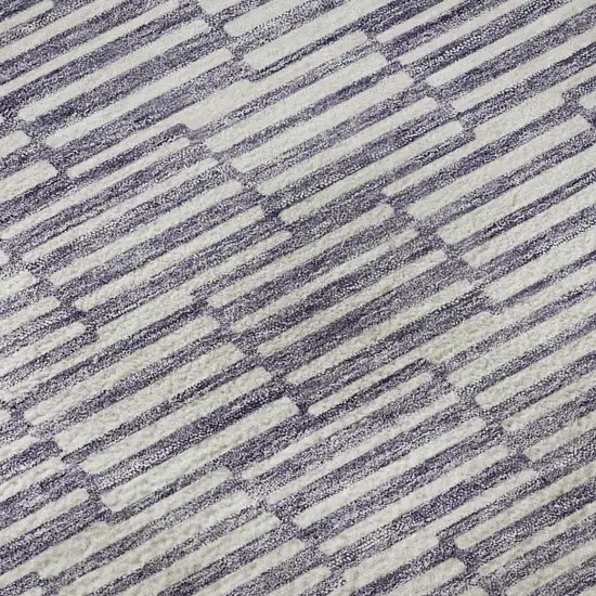 Lilac And Ivory Abstract Geometric Washable Area Rug With UV Protection Photo 8