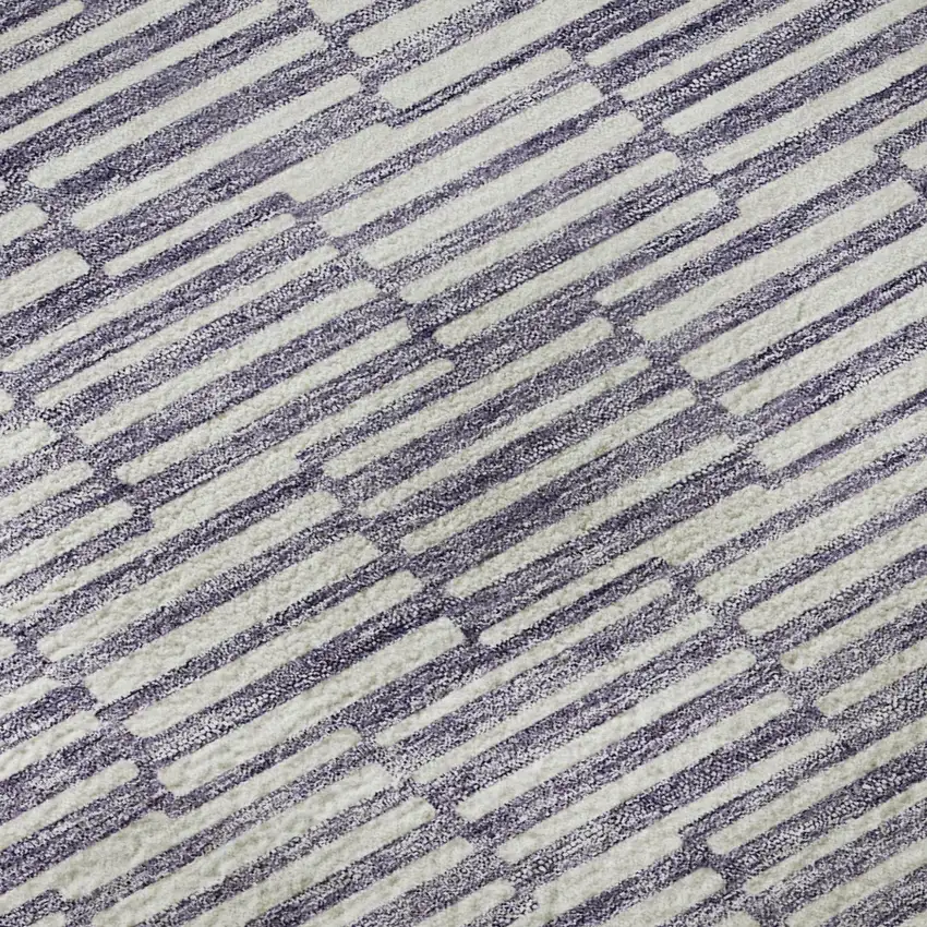 Lilac And Ivory Abstract Geometric Washable Area Rug With UV Protection Photo 8