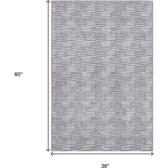 Lilac And Ivory Abstract Geometric Washable Area Rug With UV Protection Photo 9