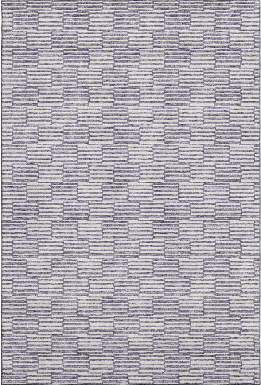 Lilac And Ivory Abstract Geometric Washable Area Rug With UV Protection Photo 1
