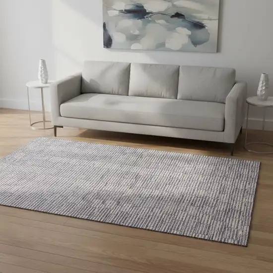 Lilac And Ivory Abstract Geometric Washable Area Rug With UV Protection Photo 2