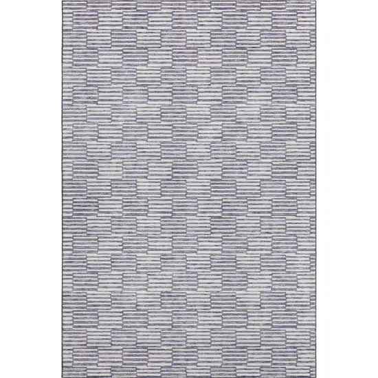 Lilac And Ivory Abstract Geometric Washable Area Rug With UV Protection Photo 1