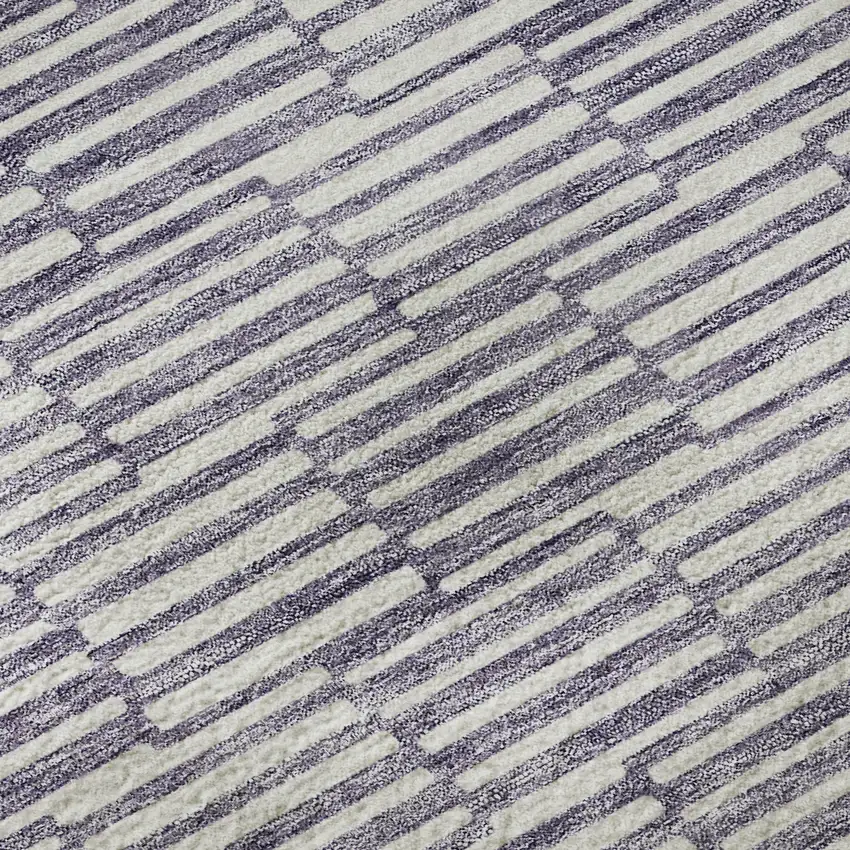 Lilac And Ivory Abstract Geometric Washable Area Rug With UV Protection Photo 9