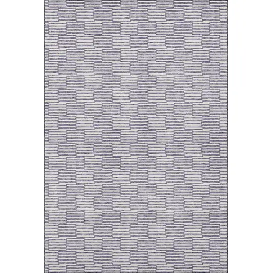 Lilac And Ivory Abstract Geometric Washable Area Rug With UV Protection Photo 4