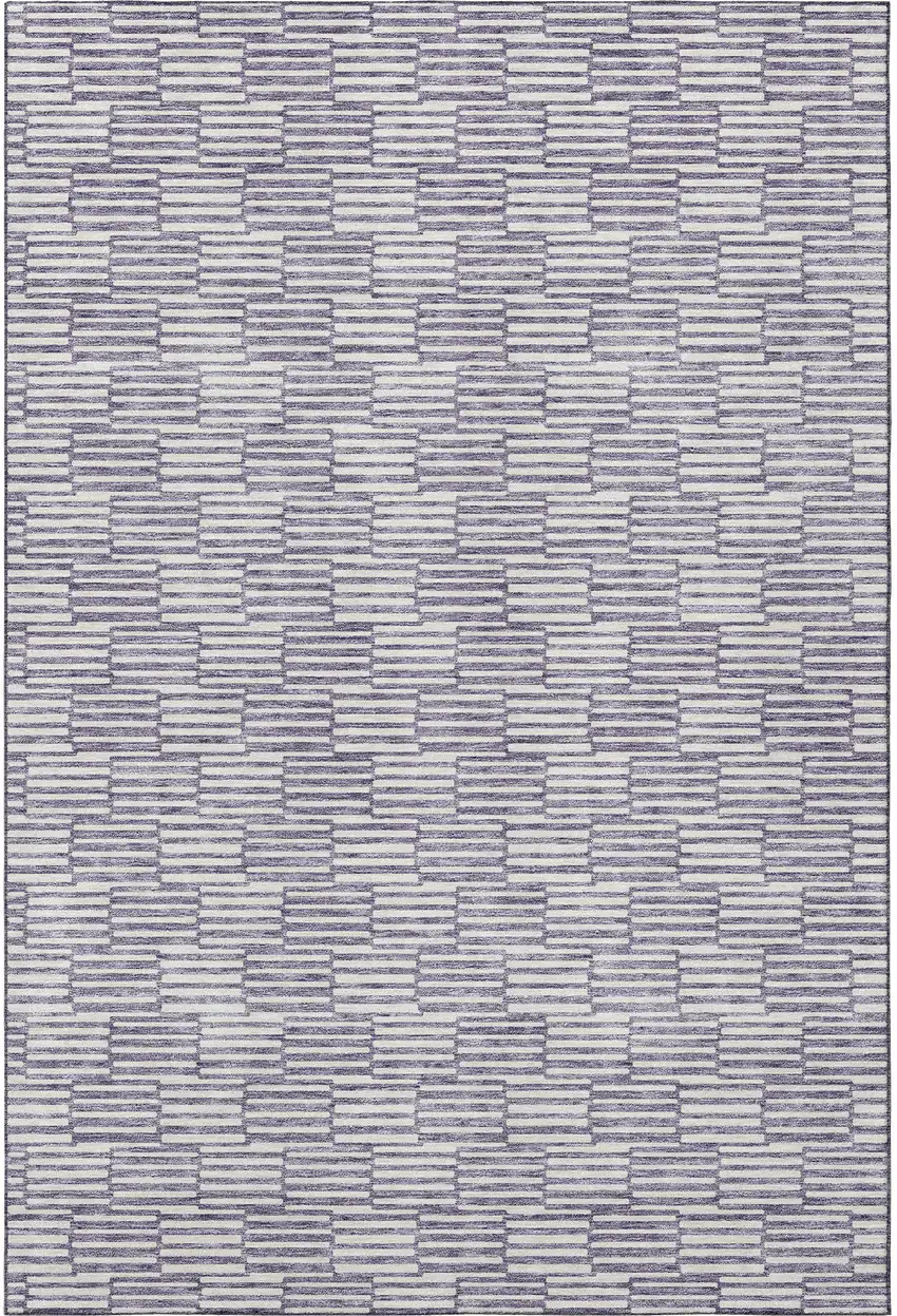 Lilac And Ivory Abstract Geometric Washable Area Rug With UV Protection Photo 4