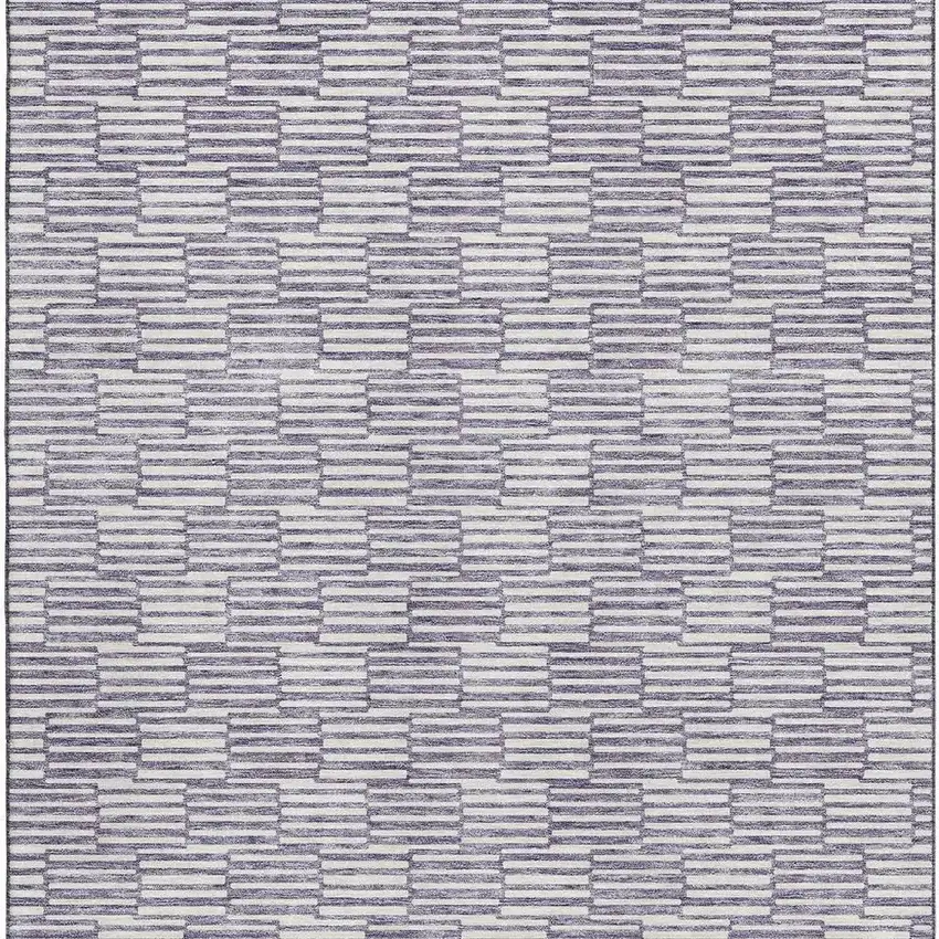 Lilac And Ivory Abstract Geometric Washable Area Rug With UV Protection Photo 3