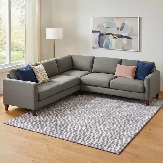 Lilac And Ivory Abstract Geometric Washable Area Rug With UV Protection Photo 1