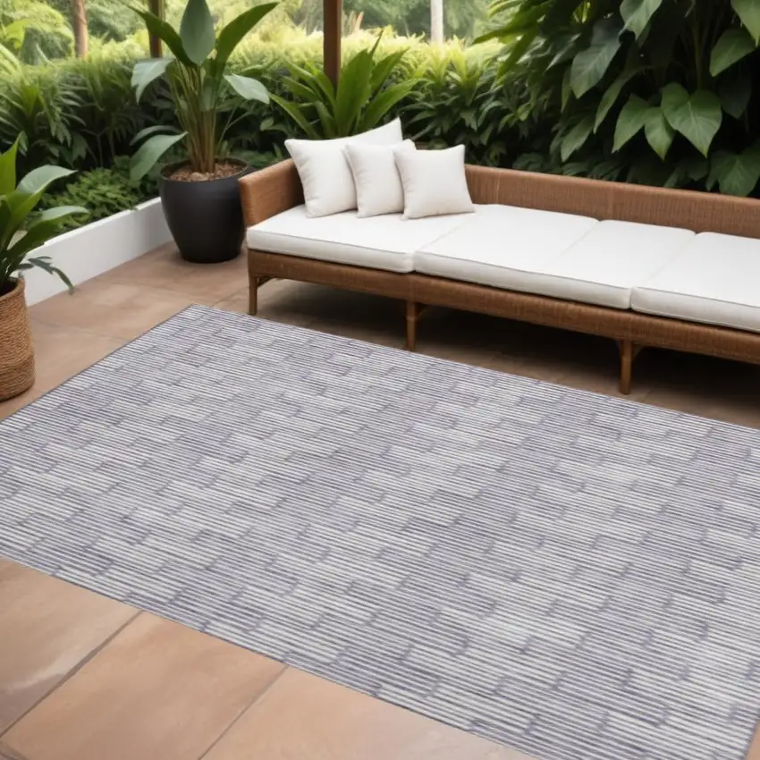 Lilac And Ivory Abstract Geometric Washable Area Rug With UV Protection Photo 1