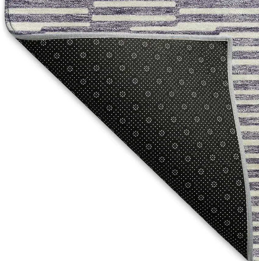 Lilac And Ivory Abstract Geometric Washable Area Rug With UV Protection Photo 7