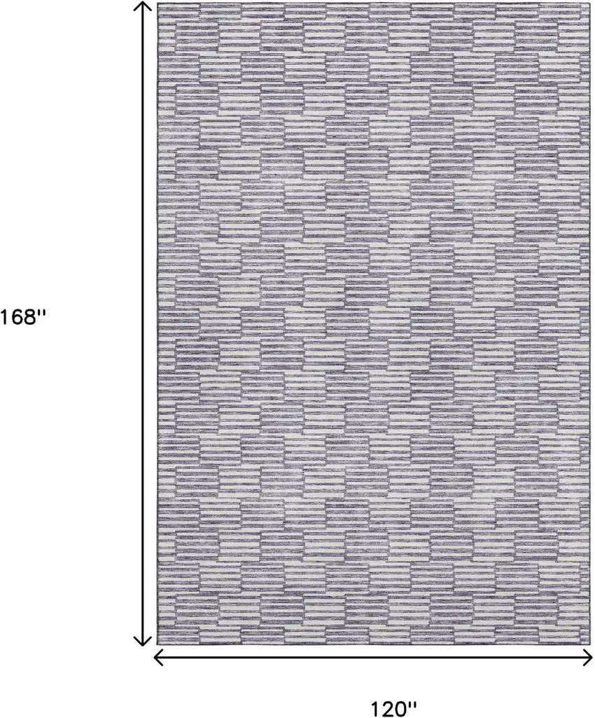 Lilac And Ivory Abstract Geometric Washable Area Rug With UV Protection Photo 3