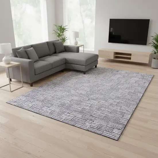 Lilac And Ivory Abstract Geometric Washable Area Rug With UV Protection Photo 2