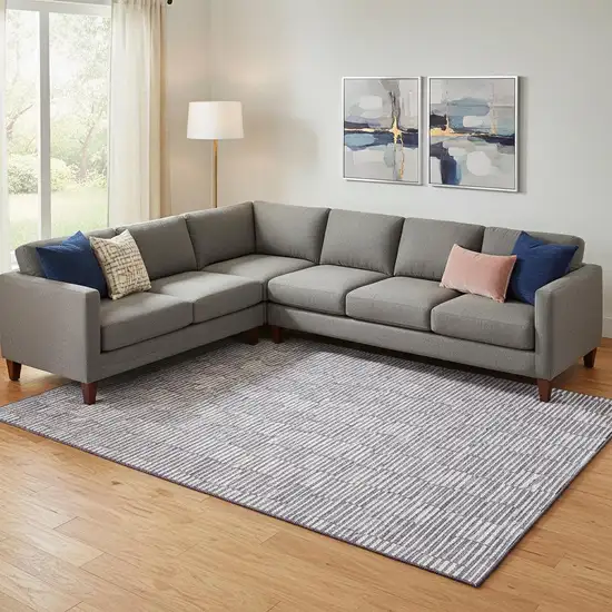 Lilac And Ivory Abstract Geometric Washable Area Rug With UV Protection Photo 1