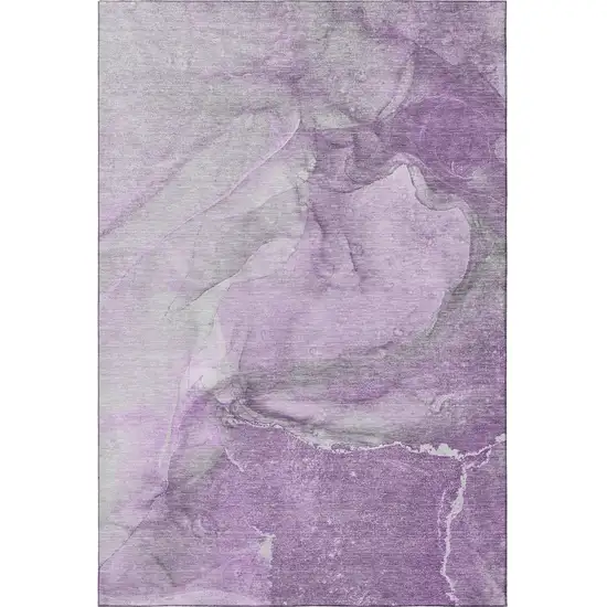 Lilac And Ivory Abstract Washable Area Rug With UV Protection Photo 5