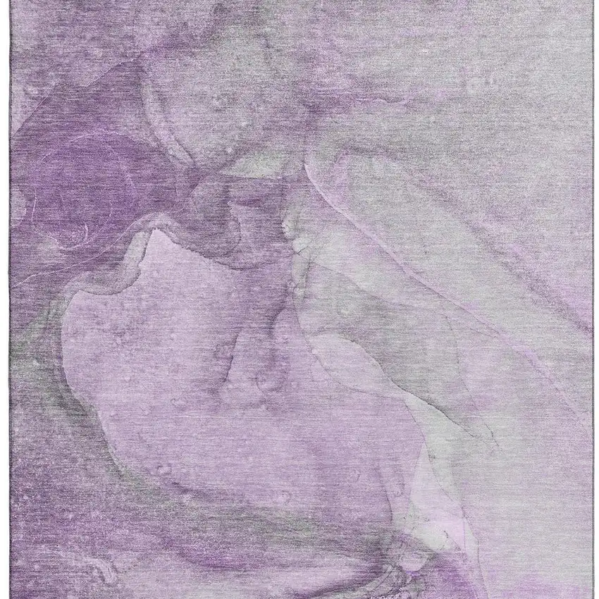 Lilac And Ivory Abstract Washable Area Rug With UV Protection Photo 4