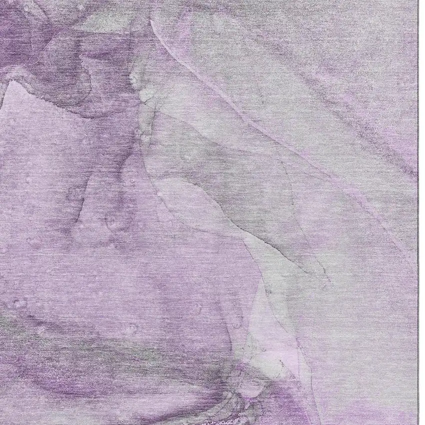 Lilac And Ivory Abstract Washable Area Rug With UV Protection Photo 3