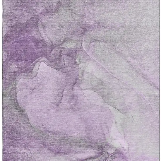 Lilac And Ivory Abstract Washable Area Rug With UV Protection Photo 4