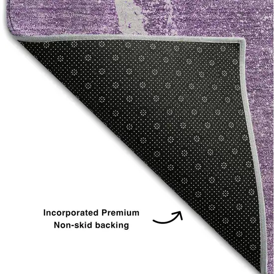 Lilac And Ivory Abstract Washable Area Rug With UV Protection Photo 7