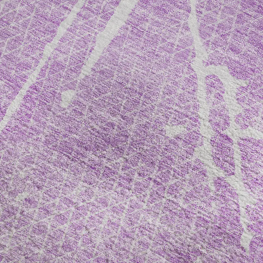 Lilac And Ivory Abstract Washable Area Rug With UV Protection Photo 3