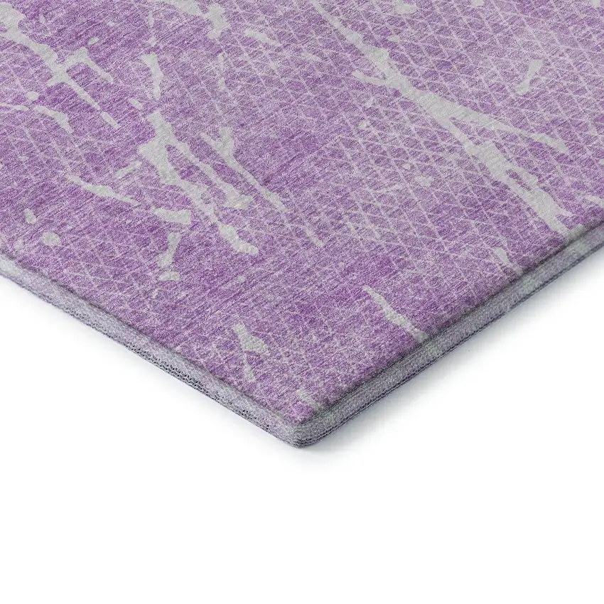 Lilac And Ivory Abstract Washable Area Rug With UV Protection Photo 8