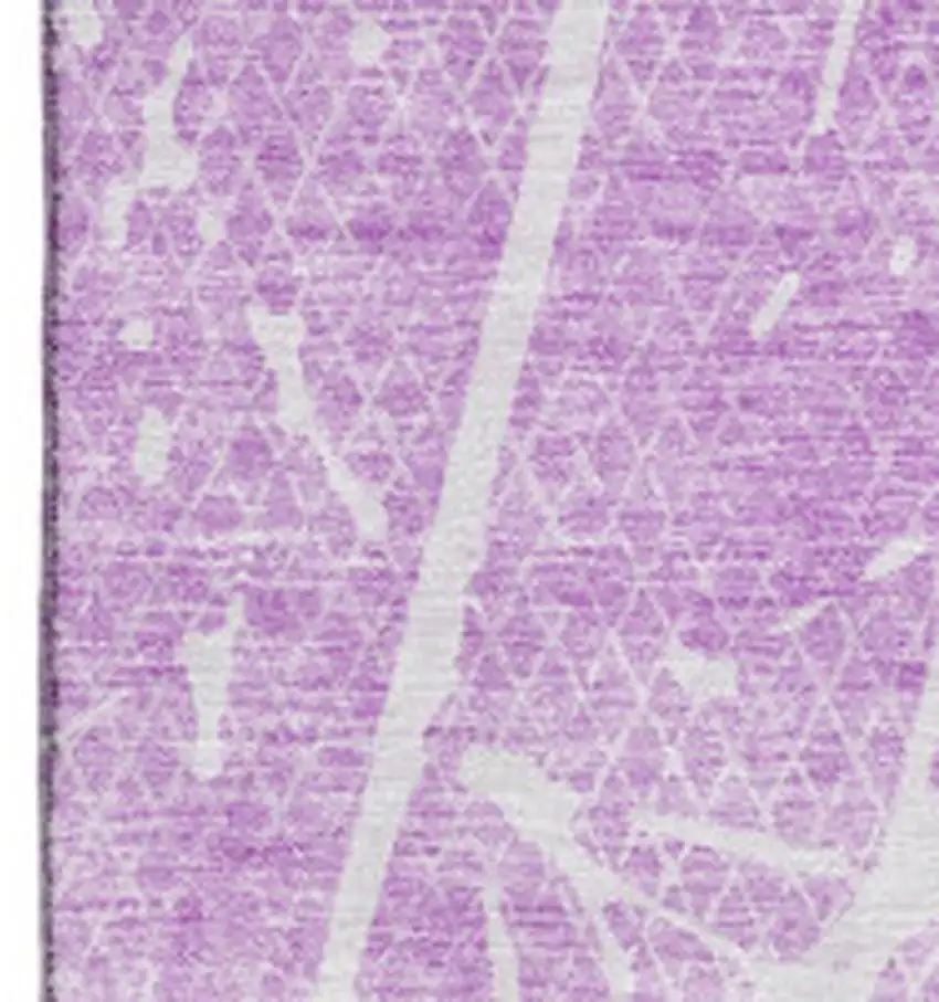 Lilac And Ivory Abstract Washable Area Rug With UV Protection Photo 4