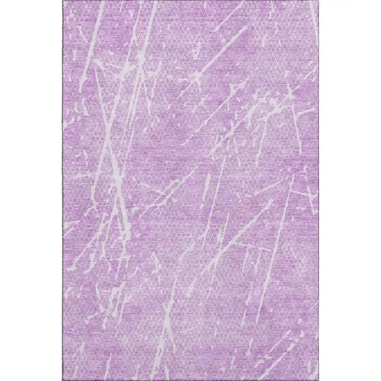 Lilac And Ivory Abstract Washable Area Rug With UV Protection Photo 6