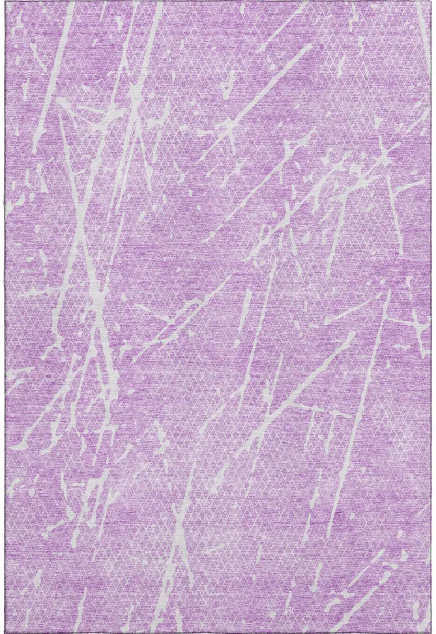 Lilac And Ivory Abstract Washable Area Rug With UV Protection Photo 6