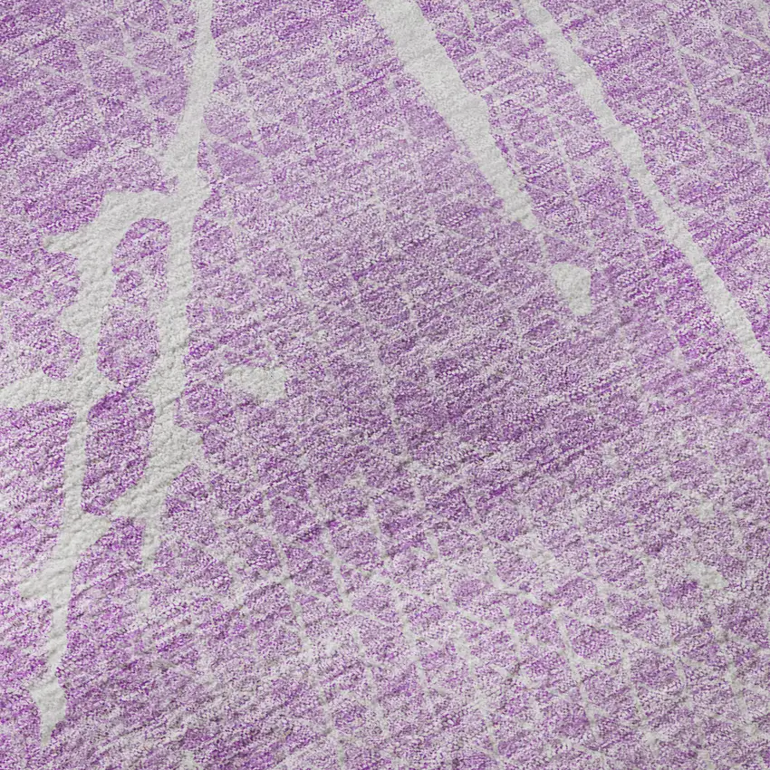 Lilac And Ivory Abstract Washable Area Rug With UV Protection Photo 1