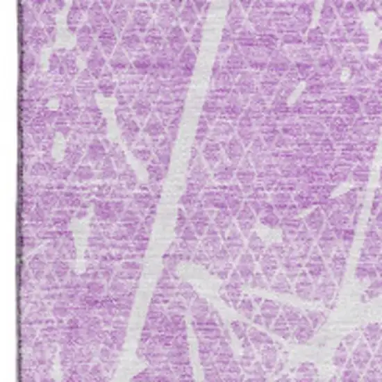 Lilac And Ivory Abstract Washable Area Rug With UV Protection Photo 4