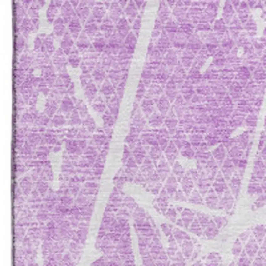 Lilac And Ivory Abstract Washable Area Rug With UV Protection Photo 4