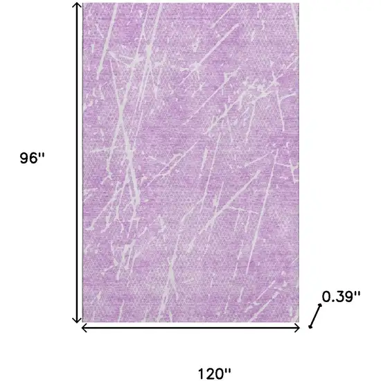 Lilac And Ivory Abstract Washable Area Rug With UV Protection Photo 3