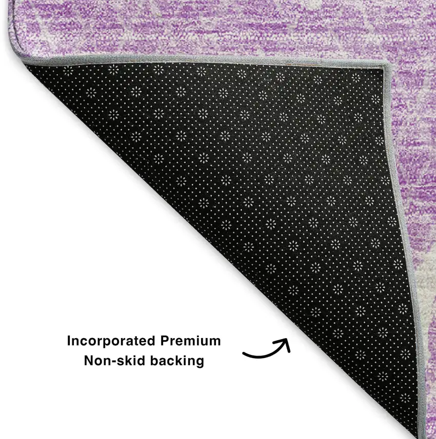Lilac And Ivory Abstract Washable Area Rug With UV Protection Photo 7