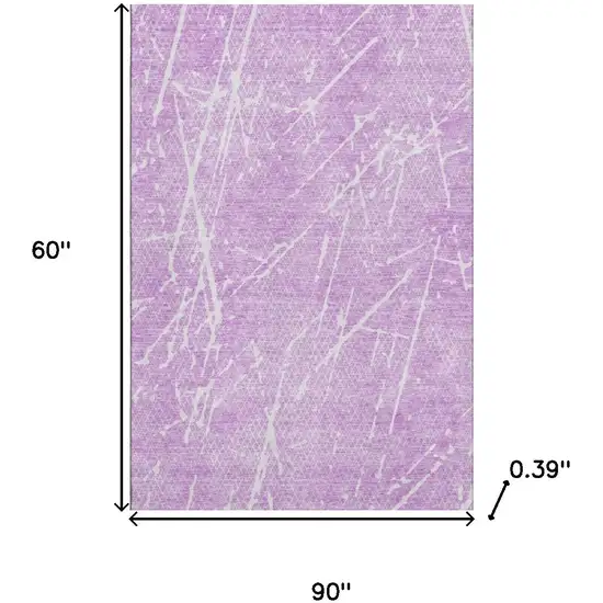 Lilac And Ivory Abstract Washable Area Rug With UV Protection Photo 6