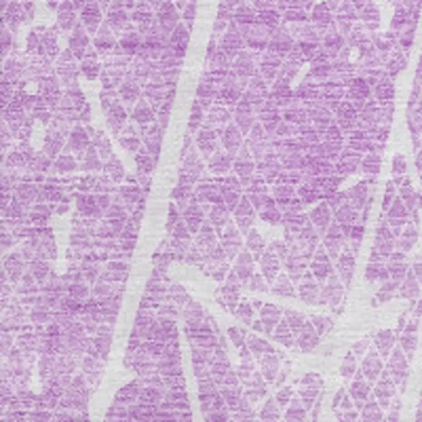 Lilac And Ivory Abstract Washable Area Rug With UV Protection Photo 3