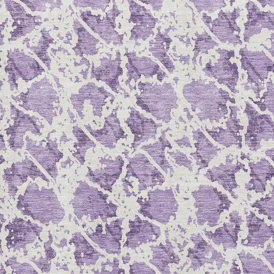 Lilac And Ivory Abstract Washable Area Rug With UV Protection Photo 2