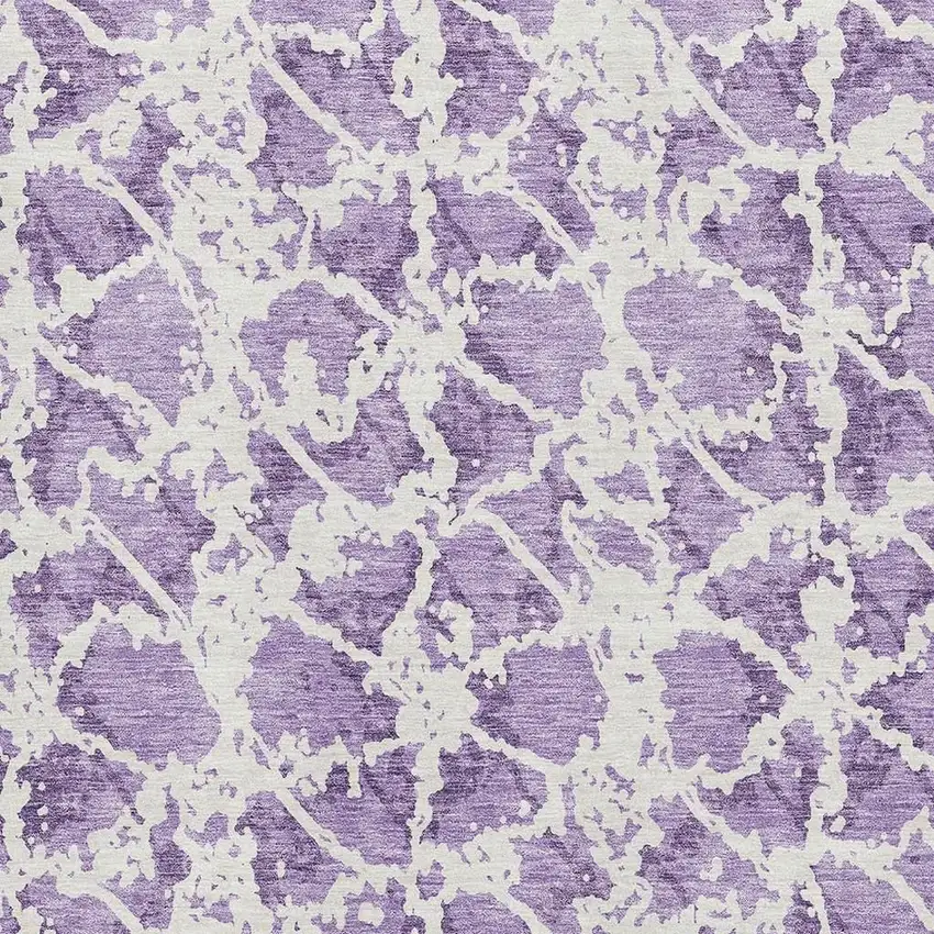 Lilac And Ivory Abstract Washable Area Rug With UV Protection Photo 2