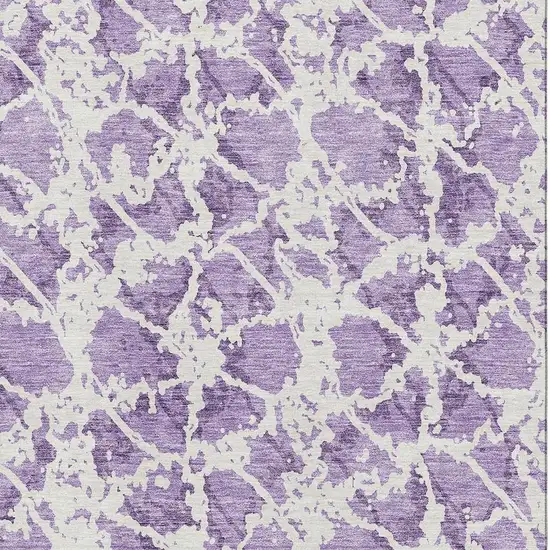 Lilac And Ivory Abstract Washable Area Rug With UV Protection Photo 2