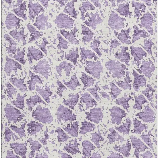 Lilac And Ivory Abstract Washable Area Rug With UV Protection Photo 2