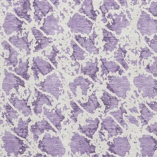 Lilac And Ivory Abstract Washable Area Rug With UV Protection Photo 2