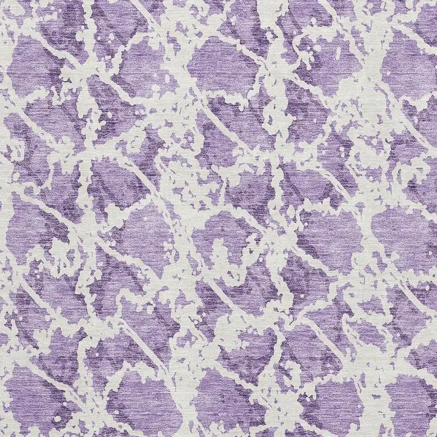Lilac And Ivory Abstract Washable Area Rug With UV Protection Photo 2