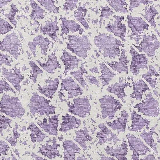 Lilac And Ivory Abstract Washable Area Rug With UV Protection Photo 2