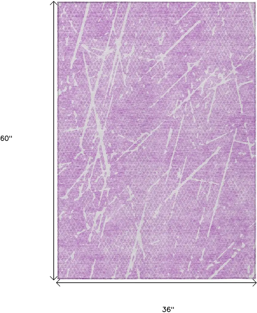 Lilac And Ivory Abstract Washable Indoor Outdoor Area Rug Photo 9