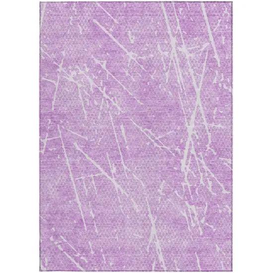 Lilac And Ivory Abstract Washable Indoor Outdoor Area Rug Photo 4