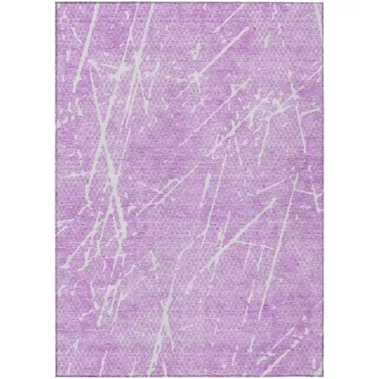 Lilac And Ivory Abstract Washable Indoor Outdoor Area Rug Photo 2