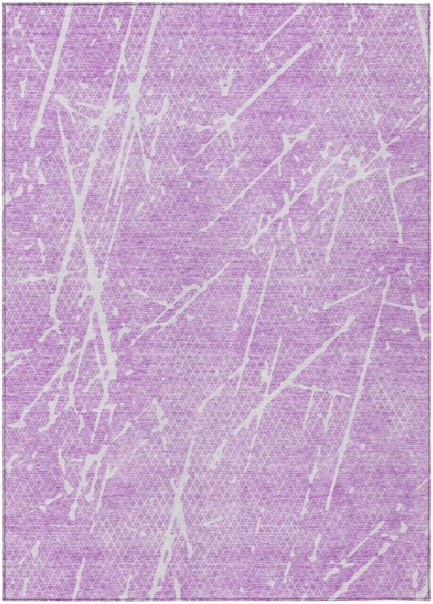 Lilac And Ivory Abstract Washable Indoor Outdoor Area Rug Photo 1