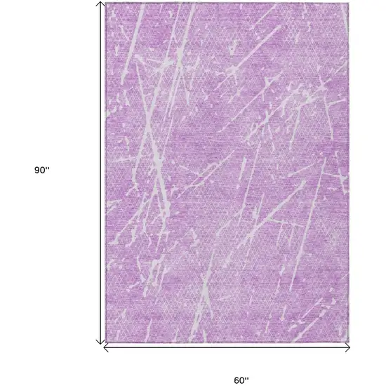 Lilac And Ivory Abstract Washable Indoor Outdoor Area Rug Photo 8