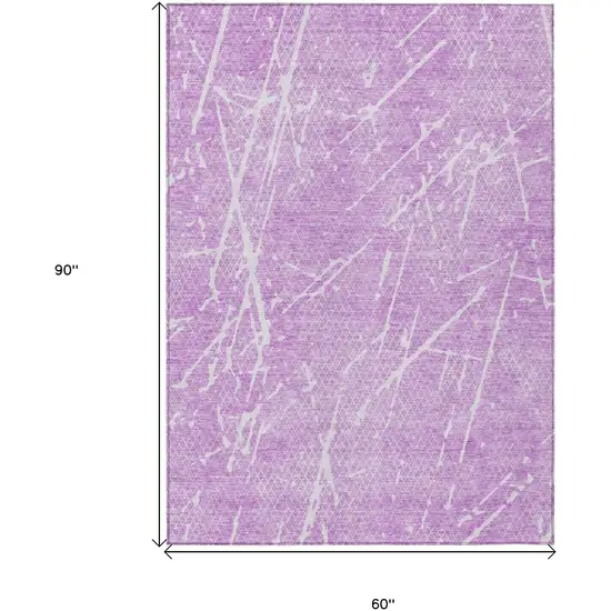 Lilac And Ivory Abstract Washable Indoor Outdoor Area Rug Photo 8